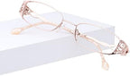 HELES Women's Full Rim Rectangular Single Vision Lens Reading Glasses Anti-Reflection UV Coating Spectacles Reader-Rose Gold||+1.50 Strength