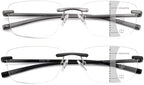 2 Pack Ultra Lightweight Rimless Progressive Multifocus Reading Glasses for Men,Blue Light Blocking Computer Readers