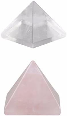 Rockcloud Healing Rose Crystal Rock Quartz Pyramid Metaphysical Stone Figurine(Pack of 2)