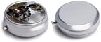 Steam Train Medicine Pill Case, 3 Compartment Round Pill Box, Portable Decorative Medicine Organizer for Pocket Or Purse Vitamin Organize