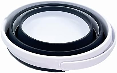 SAMMART 10L (2.6 Gallon) Collapsible Plastic Bucket - Foldable Round Tub - Portable Fishing Water Pail - Space Saving Outdoor Waterpot, Size 33cm Dia (White/Charcoal Black)
