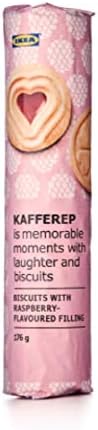 IKEA KAFFEREP Two Pack 6.2oz Cookie Sweet Shortbread Sandwich Biscuit Raspberry / Chocolate UTZ Certified (Combined)