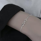 Silver Bracelet for Women, Adjustable Layered Charm Chain Bracelets, Dainty Fashion Jewelry Gifts for Her