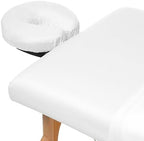 Saloniture 3-Piece Microfiber Massage Table Sheet Set - Premium Facial Bed Cover - Includes Flat and Fitted Sheets with Face Cradle Cover - White
