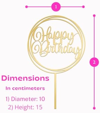 JUSTCAKETOPPERS Happy Birthday Gold Multi-Circle Acrylic Cake Topper, Elegant Birthday Cake Decoration for Party & Celebration