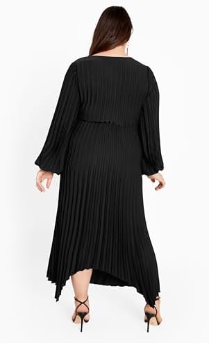 Avenue Women's Avenue Plus Size Dress Eve Pleat in Black, Size 16