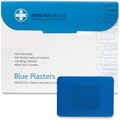 Reliance Medical Dependaplast REL545 Food Area Plaster, 7.5 cm x 5 cm, Blue (Pack of 50)