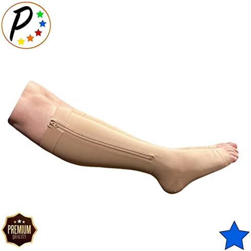 Presadee 30-40 mmHg Extra Firm Zipper Compression Leg Swelling Open Toe Socks