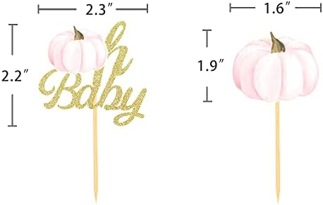 Pumpkin Oh Baby Cupcake Toppers, Fall Pumpkin Cupcake Picks Pumpkin Themed Baby Shower Birthday Thanksgiving Halloween Party Cake Decorations Supplies - Set of 24 (baby peach)
