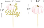 Pumpkin Oh Baby Cupcake Toppers, Fall Pumpkin Cupcake Picks Pumpkin Themed Baby Shower Birthday Thanksgiving Halloween Party Cake Decorations Supplies - Set of 24 (baby peach)