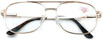Bifocal Metal Tear Drop Reading Glasses - Big Lens Spring Hinge Square Reader - Clear lens