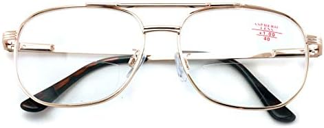 V.W.E. Bifocal Metal Tear Drop Reading Glasses - Big Lens Spring Hinge Square Reader - Clear lens