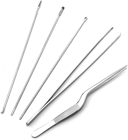 5Pcs Ear Wax Remover Kits Stainless Steel Ear Curette Cleaner Ear Pick Earwax Removal Spoon Tweezer Professional Ear Cleaning Tools, Silver