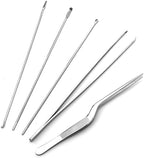5Pcs Ear Wax Remover Kits Stainless Steel Ear Curette Cleaner Ear Pick Earwax Removal Spoon Tweezer Professional Ear Cleaning Tools, Silver