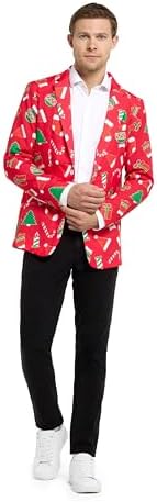 Offstream Men's Christmas Blazer - Ugly X-Mas Holiday Print Outfit - Only Suit Jacket