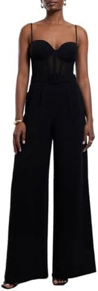 BCBGMAXAZRIA Women's Sleeveless Sweetheart Neck Bustier Jumpsuit