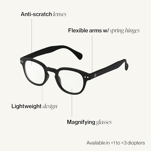 IZIPIZI READING #C Reading Glasses for Women and Men – Square Glasses with Anti-Scratch Lenses, Lightweight Fashion Frame