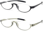 Flexible Reading Glasses Lightweight Slim Stylish Reader,Half Moon Round Frame Stylish Magnification for Men and Women