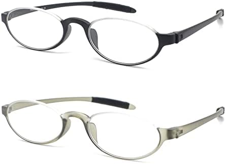 Flexible Reading Glasses Lightweight Slim Stylish Reader,Half Moon Round Frame Stylish Magnification for Men and Women