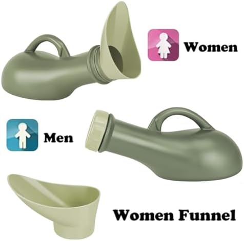Unisex Portable Urine Bottle Urinal for Men and Women with a Lid and Funnel Mobile Toilet Plastic Pee for Camping Outdoor Car Travel 1000ML