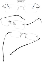VEVESMUNDO Frameless Reading Glasses Blue Light Blocking Metal Titanium Clear Rimless Eyewear Glasses for Men Women