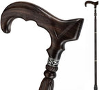URFORESTIC Handmade Wooden Walking Cane,Solid Wooden Cane for Men and Women, Ergonomic Walking Stick for Senior, Elderly,36 Inch Height(Dark Brown)