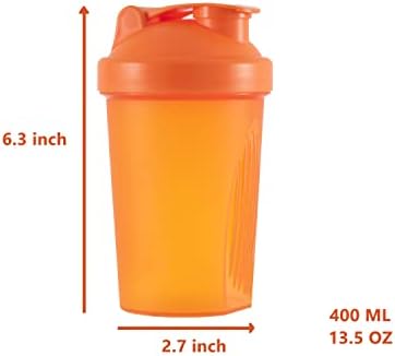 ANNAKIKI Shaker Bottle Protein Shakes and 13.5-OZ/400ml Shaker-Bottle with Whisk Balls,BPA-FREEE plastic (Orange+Green(2PCS))