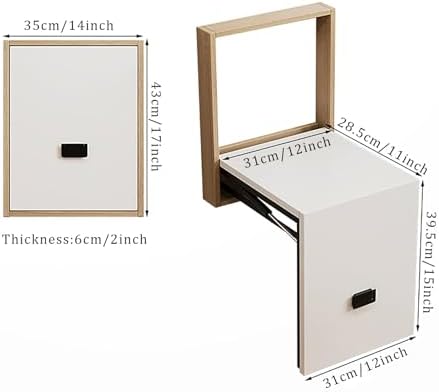 Wall Mounted Folding Chair, Invisible Shoe-Changing Stool Wood Entryway Foldable Seating Stool, Fold Down and Up Shoe Bench on The Wall, Space Saving Bathroom Seating