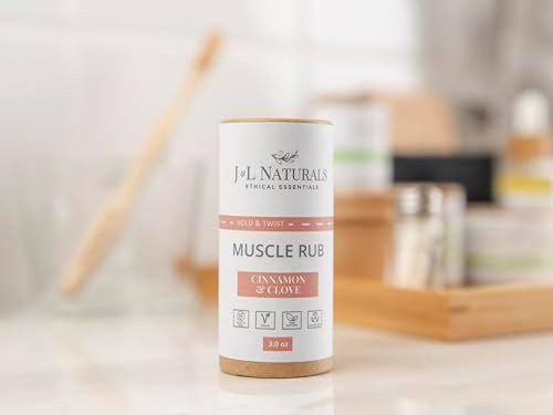 J&L Naturals Muscle Rub | Cream for Achy + Sore Muscles, Joints, Back, Knees, Shoulders | Soothing & Nourishing | Vegan, Sustainable, Cruelty Free, Natural, Made in US (1-Pack)