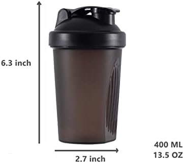 Shaker Bottle Protein Shakes and 16-Ounce/400ML Shaker-Bottle with Whisk Balls, Non-BPA plastic (Black+White(2PCS))