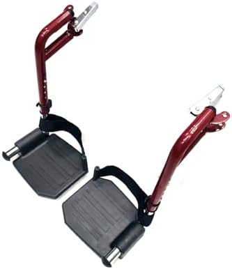 Wheelchair footrest Red Replacement,Economy Footrest for Wheelchairs and Transport Chair, Composite Footplates and Heel Loops,Universal Swing-Away Footrests, T93HEP, PH-SF(1 Pr, Red)