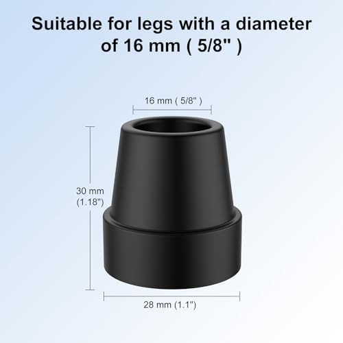 supregear Replacement Quad Cane Tips (4 Pack) - 5/8 Inch Non-Slip Rubber Foot - Durable Attachment End Base for Walking Sticks Folding Cane Accessory, Black