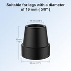 supregear Replacement Quad Cane Tips (4 Pack) - 5/8 Inch Non-Slip Rubber Foot - Durable Attachment End Base for Walking Sticks Folding Cane Accessory, Black
