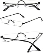 Metal Half Moon Reading Glasses Spring Hinge Half Frame Readers Eyeglasses for Men Women