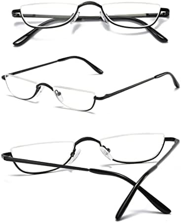 Metal Half Moon Reading Glasses Spring Hinge Half Frame Readers Eyeglasses for Men Women