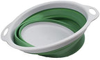 SAMMART 2.6L (0.68 Gallon) Collapsible Tub - Foldable Dish Tub - Portable Washing Basin - Space Saving (Grey/Dark Sea Green, 1)