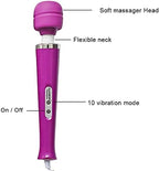 CHARMING 10 Speeds Wired Powerful Handheld Massager with Strong Vibrations, Personal Therapy Massager for Sports Recovery, Muscle Aches, Body Pain (Purple)