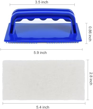 YoleShy Shower Scrubber Non-Scratch Bathtub Scrubber Heavy Duty Scrub Pad with Handle for Bathroom Tile Bathtubs Shower Tile Sink Pool Tile Spas (Blue)