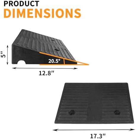 5" Rise 2pack Rubber Curb Ramps for Wheelchair Threshold Driveway Doorway Shed, Truck Car Motorcycle Bike Cart Lawn Mowers Angled Step Entry in Ramp, 7000lbs Heavy Duty Powersports Loading Ramp