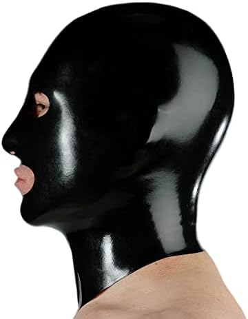 Latex Hood Mask Men's Rubber Full Face Party Mask with Hole for Eyes mouth and Nostril Zipped Latex Mask