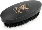 Black Boar Bristle Hair Beard Brush for Men, Pocket Travel Men's Wooden Small Soft Wood Beard Brush (Black)