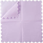 100 Pack Cocktail Napkin 2-Ply Scalloped Edged Dessert Napkins Folded 5 x 5 Inches Disposable Napkins for Dinner Wedding Birthday Party Bridal Anniversary Reception Event (Purple)