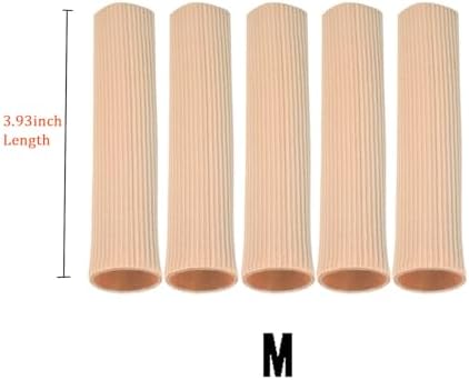 Cuttable Toe Tubes Sleeves 5 Pack, Made of Elastic Fabric Lined with Silicone Gel. Toes Sleeve Protectors Relief Toe Pressure Pain, Corn and Calluses Remover