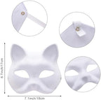 12 Pack White Fox Masks – DIY Blank Animal Face Mask with Elastic Strap for Halloween, Masquerade, Cosplay, School Drama, Painting Craft and Party Decorations