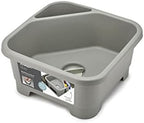 Joseph Joseph Duo Square Wash Dish Basin for Kitchen and RV Basin with Cutlery, Sponges and Brushes Compartment, Grey