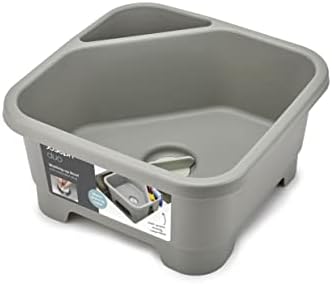 Joseph Joseph Duo Square Wash Dish Basin for Kitchen and RV Basin with Cutlery, Sponges and Brushes Compartment, Grey