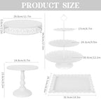 Fivenl 8 Pcs Cake Stand White Metal Dessert Table Display Set, 3-Tier Cupcake Stand, Cake Display Tower and Cookie Tray Rack Serving Tray for Birthday Party, Weddings, Baby Shower (White)