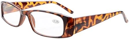 Eyekepper 5-Pack Spring Hinges Rectangular Reading Glasses Readers Tortoise +4.0
