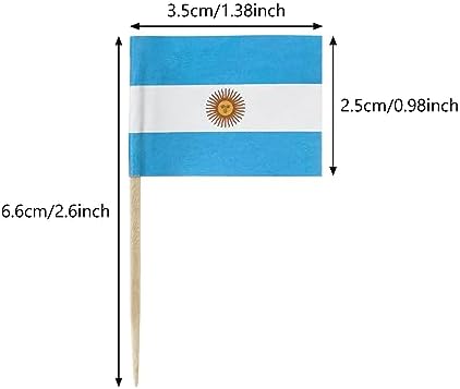 100PCS Argentina Flag Argentine Small Toothpick Flag Decor Mini Cupcake Toppers Cocktail Food Flags Cocktail Picks
