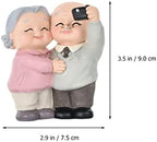Loving Elderly Couple Figurines, Older Couple Figure Cake Figurines Grandparents Old Figures Cake Grandma Grandpa Desktop Ornament for Valentines Day Anniversary Party Decoration